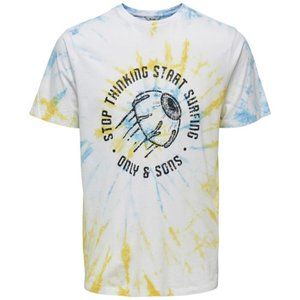 Only & Sons Tie Dye T-Shirt Stop Thinking White - Small